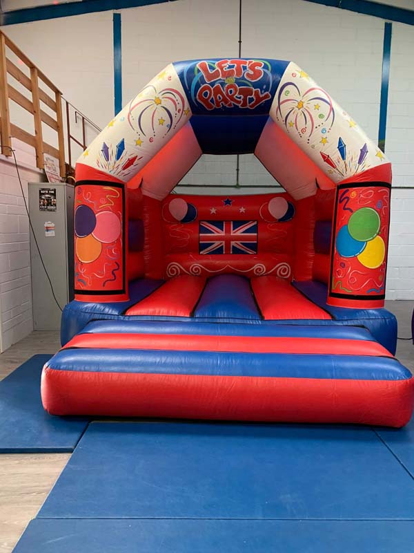 red and blue car castle slide